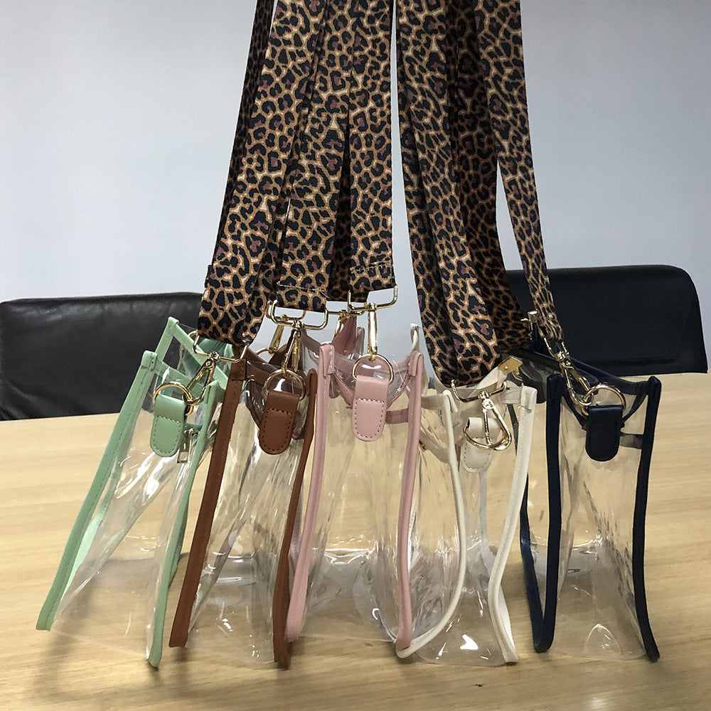 Transparent PVC Leopard Print Shoulder Strap Crossbody Bag - KOC