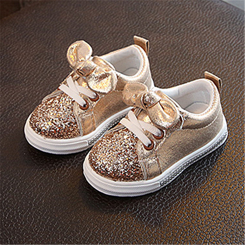 Children's Bow Sequined Casual Shoes