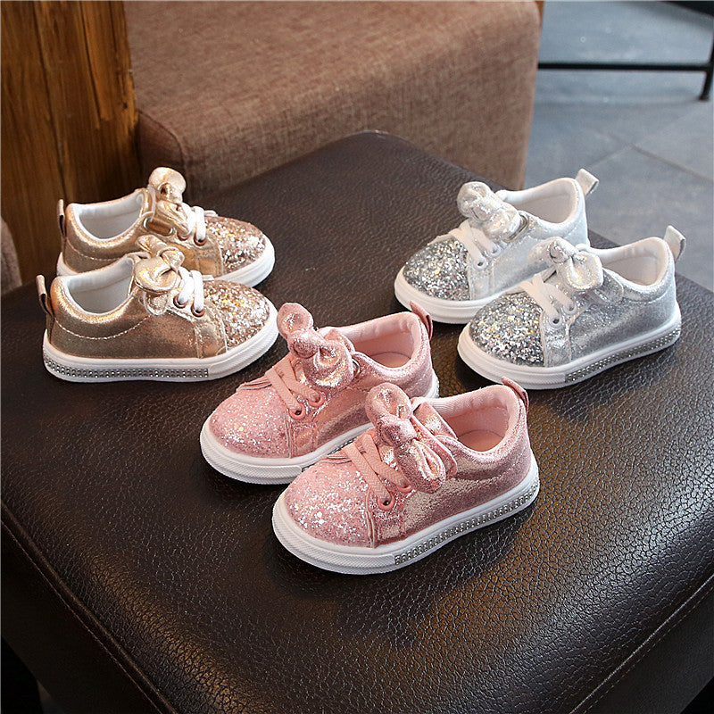 Children's Bow Sequined Casual Shoes
