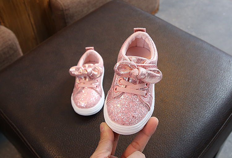 Children's Bow Sequined Casual Shoes