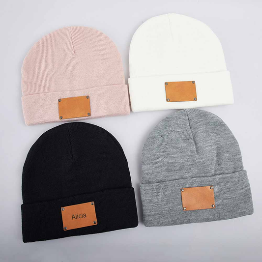 Custom Knitted Hat Leather Label