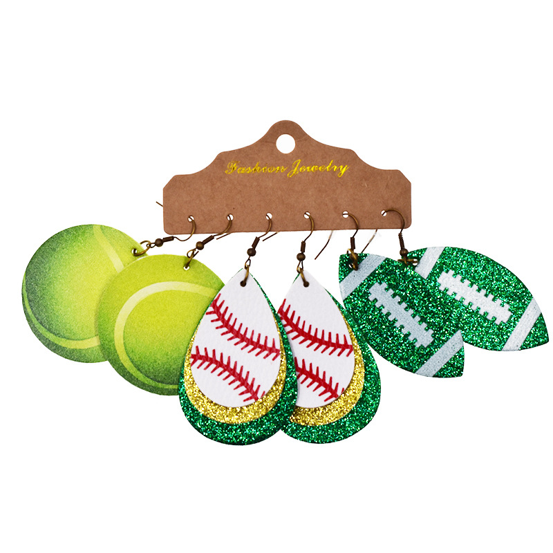 Rugby Football Leather Earrings|2pcs(12pairs)