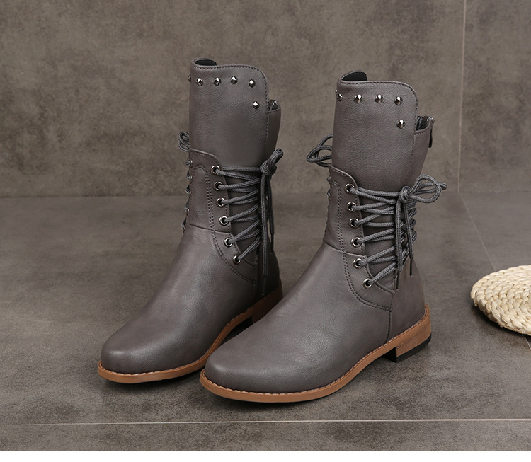 Grommet Studded Decor Faux Leather Boots