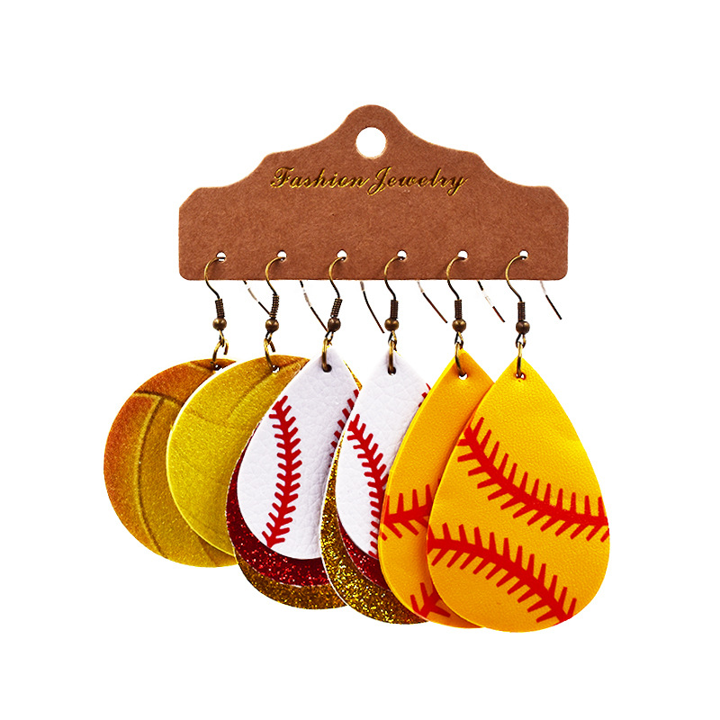 Rugby Football Leather Earrings|2pcs(12pairs)