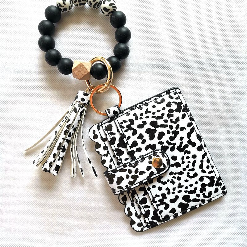 Cow Silicone Bead Keychain-Leopard