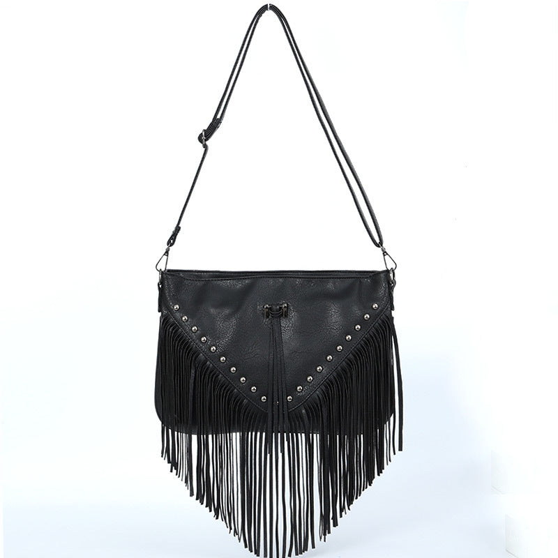 Studded Soft Leather Tassel Bag