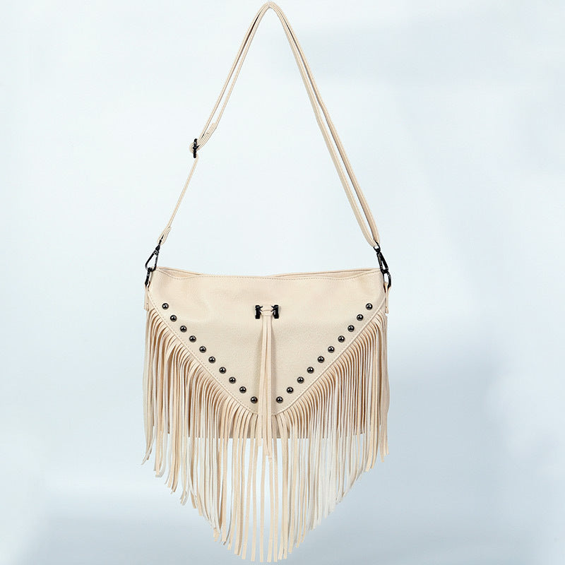 Studded Soft Leather Tassel Bag