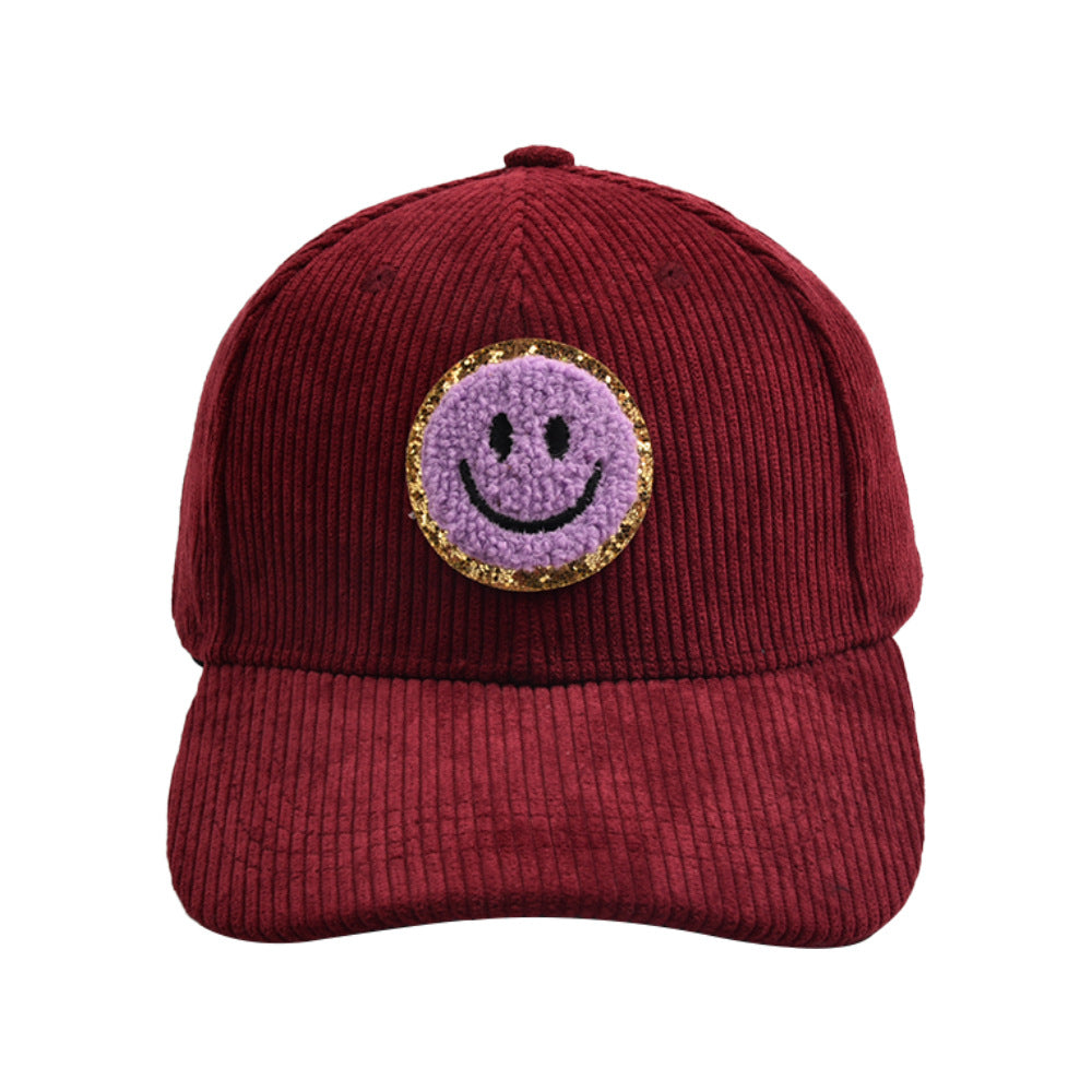 Corduroy Smiley Baseball Cap