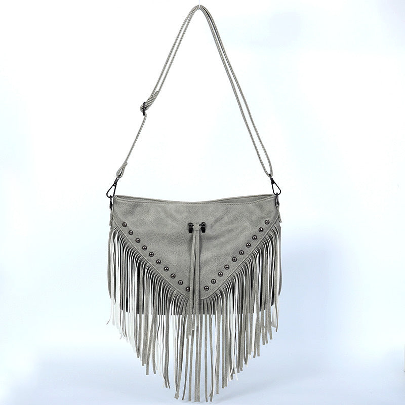 Studded Soft Leather Tassel Bag