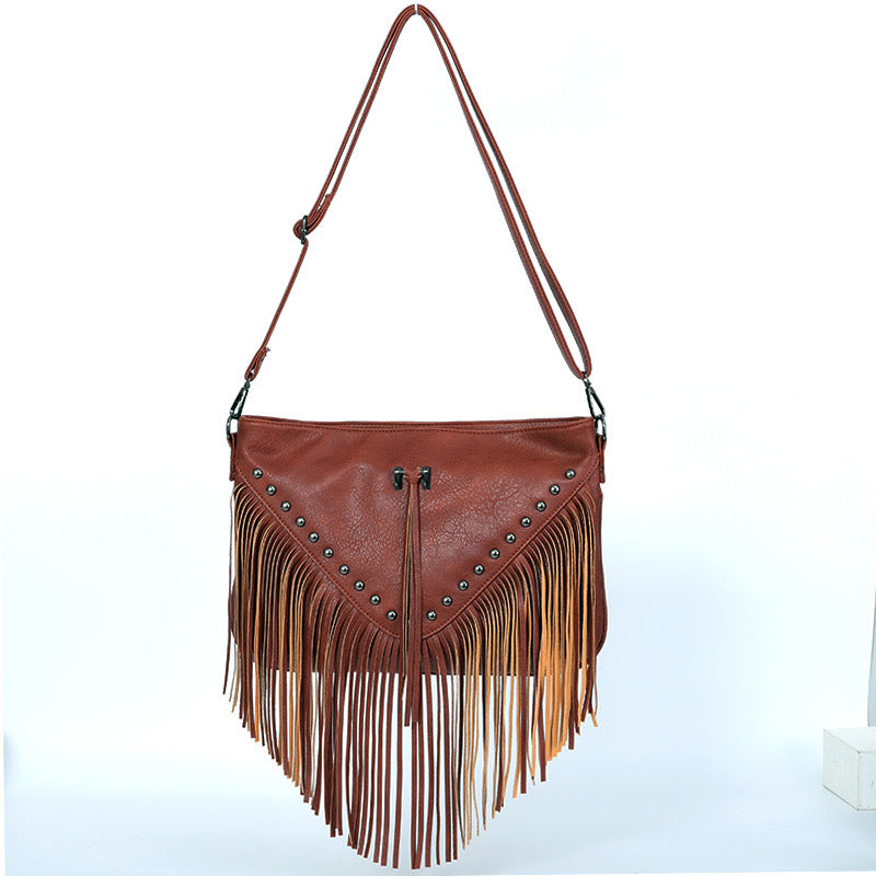 Studded Soft Leather Tassel Bag