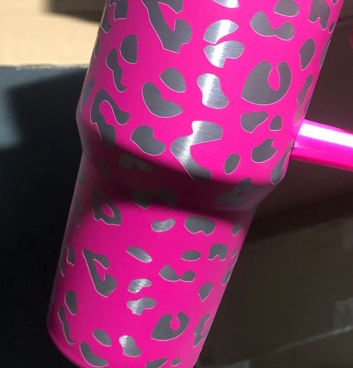 Preorder-Leopard Stainless Steel Handle Insulated Mug-rose details