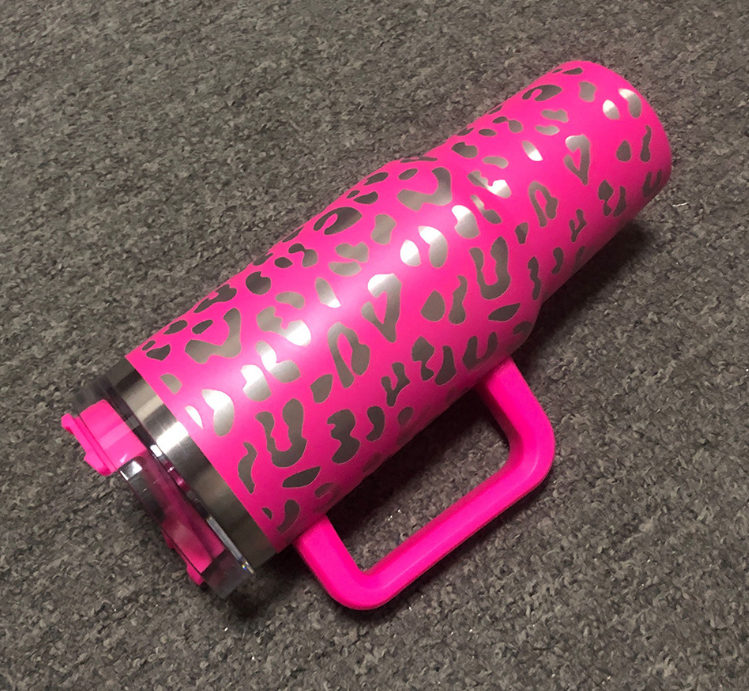 Preorder-Leopard Stainless Steel Handle Insulated Mug-ROSE details