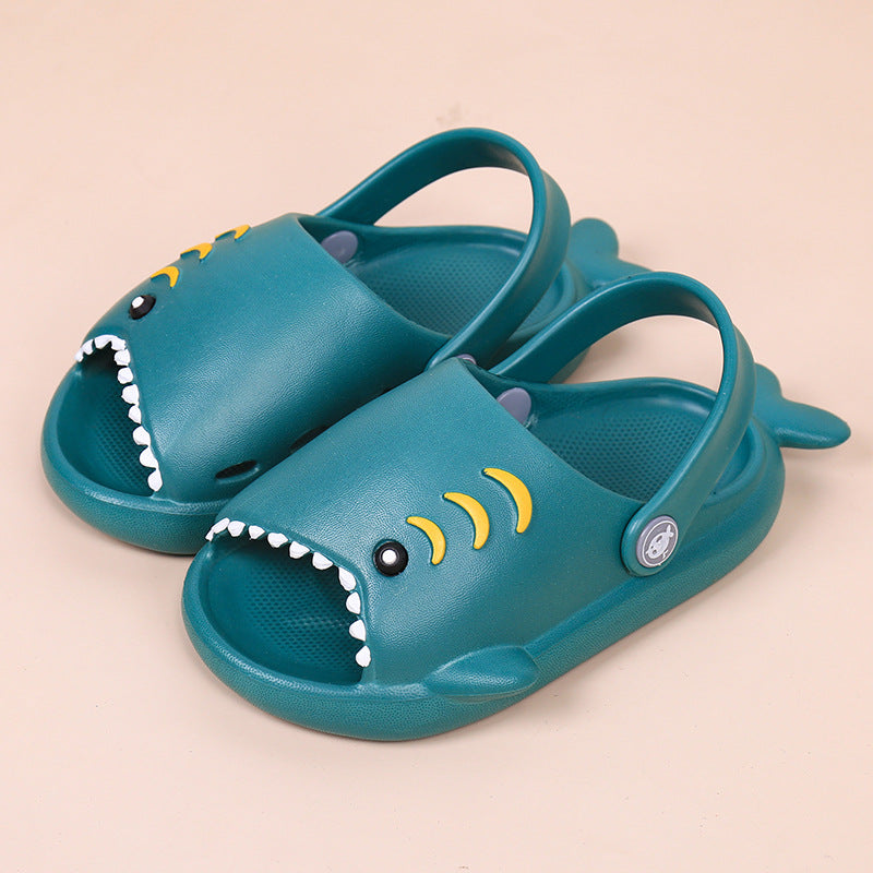 Kids EVA Shark Slippers-dark green