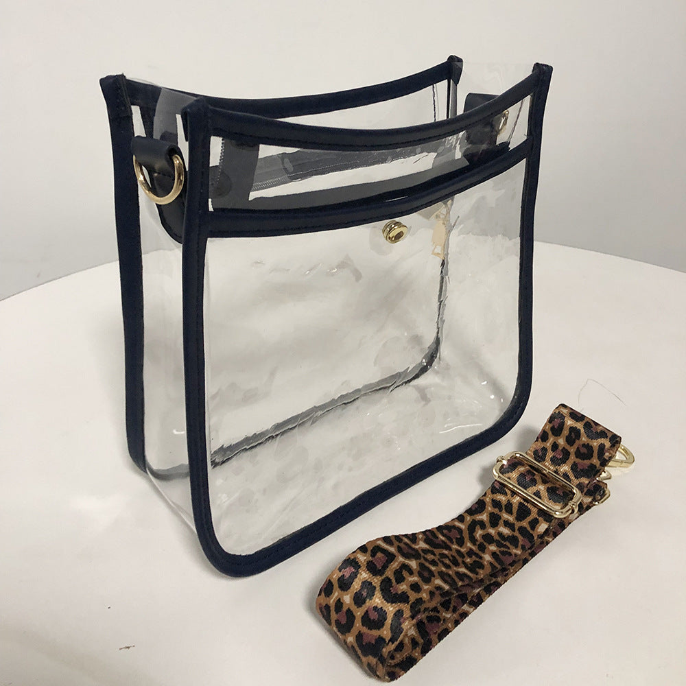 Transparent PVC Leopard Print Shoulder Strap Crossbody Bag - KOC