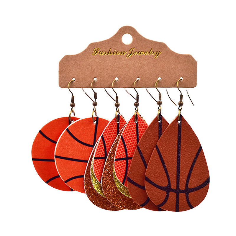 Rugby Football Leather Earrings|2pcs(12pairs)
