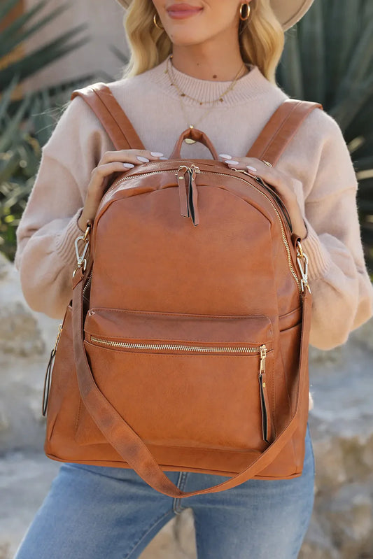 Convertible Vintage Leather Large Backpack