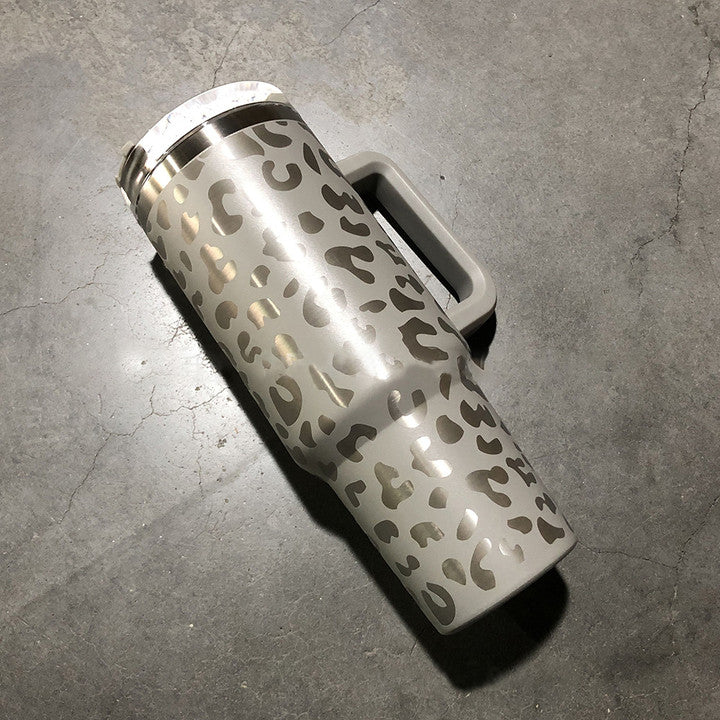 Leopard Stainless Steel Handle Insulated Tumblers