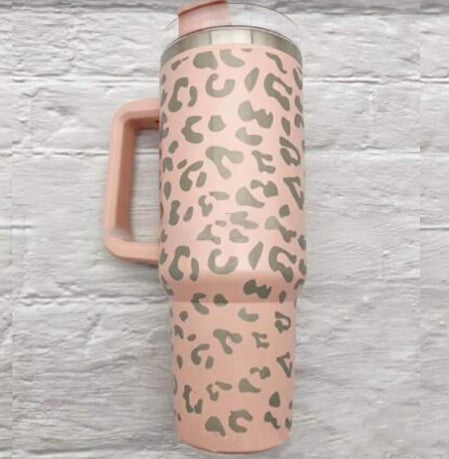 Leopard Stainless Steel Handle Insulated Tumblers
