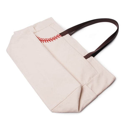 Baseball Embroidered Capacity Canvas Tote