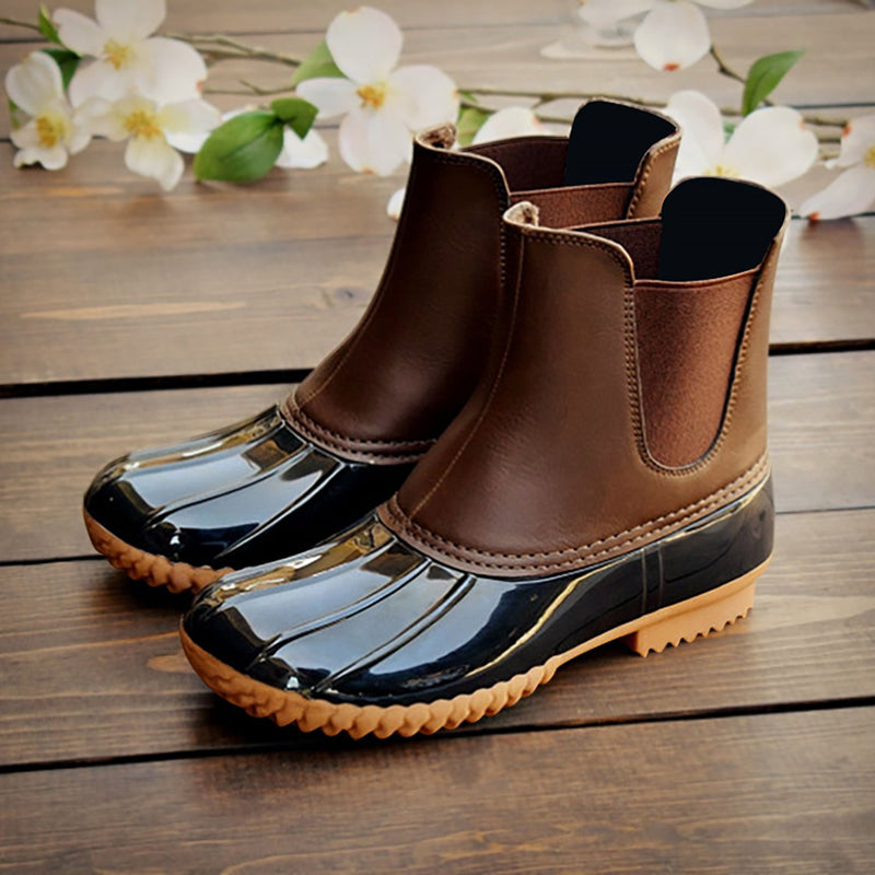 Women's Waterproof Two-Tone Duck Boots - KOC