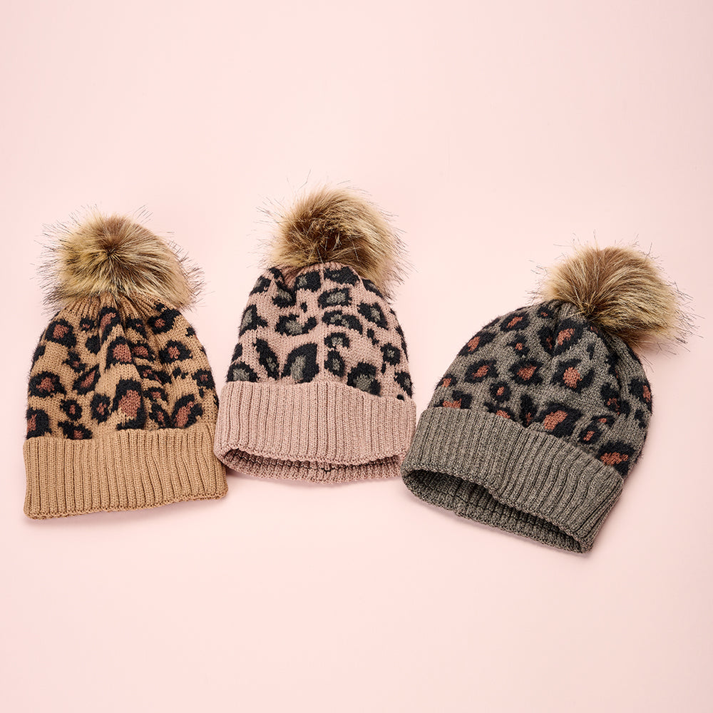 Women's Leopard Winter Knitted Beanie - KOC