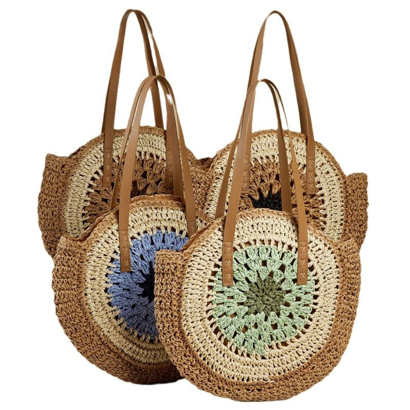 Woven Round Straw Shoulder Bag