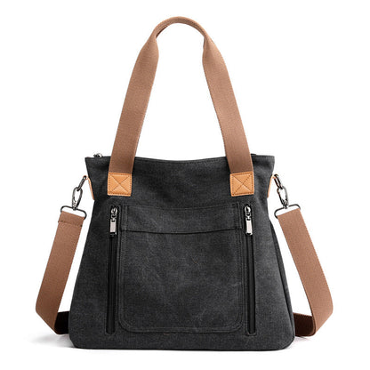 Ladies Large Capacity Canvas Bag-black