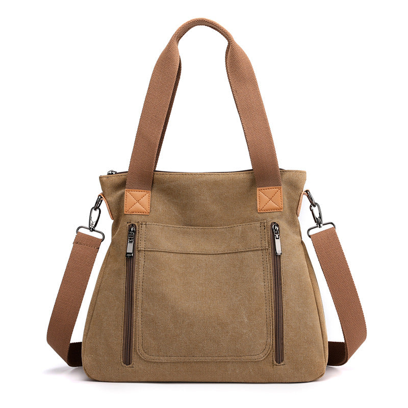 Ladies Large Capacity Canvas Bag-brown