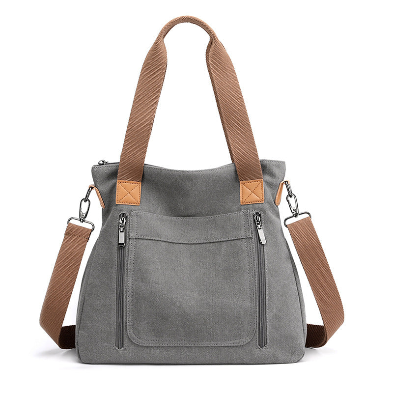 Ladies Large Capacity Canvas Bag-gray