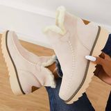 Thick Soled Cotton Boots-Beige