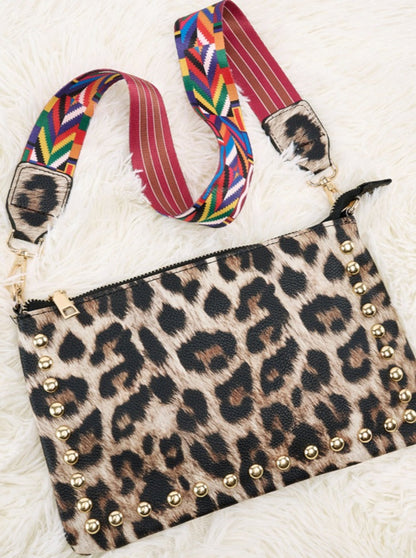 Leopard Rivet Crossbody Bag - KOC