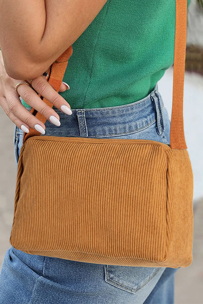 Wide Belt Square Corduroy Shoulder Bag