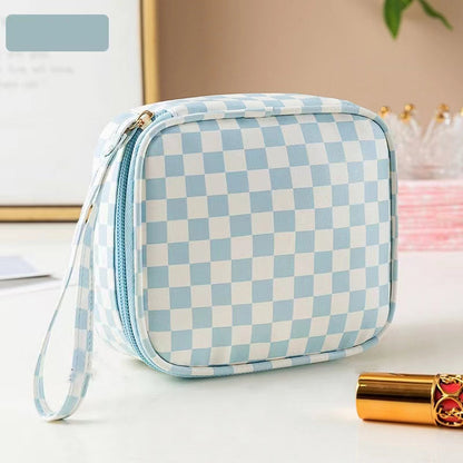 Checkered Print Cosmetic Bag