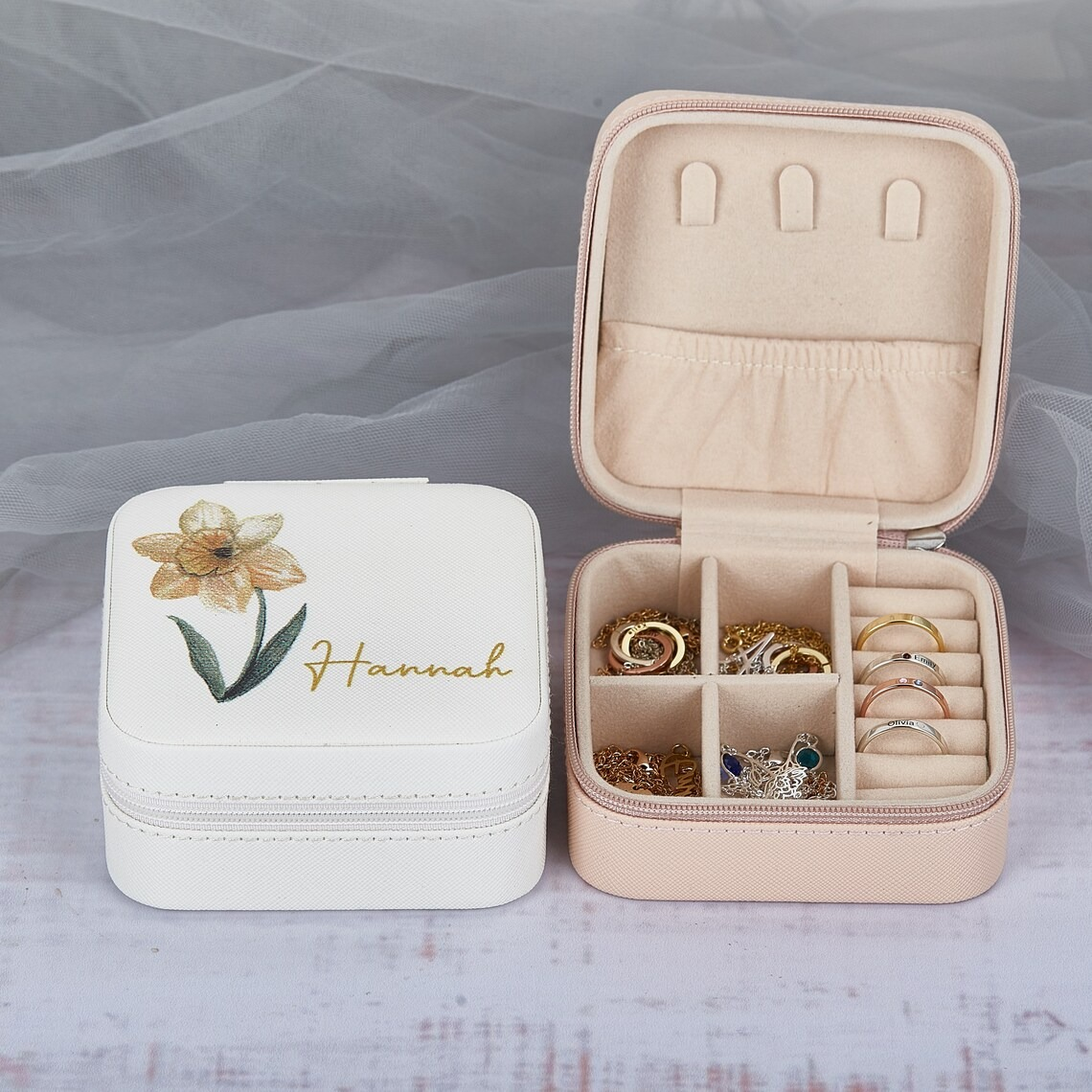 Personalized Travel Jewelry Box with Name