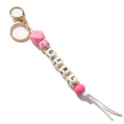 Alphabet Silicone Bead  Keychain|2pc