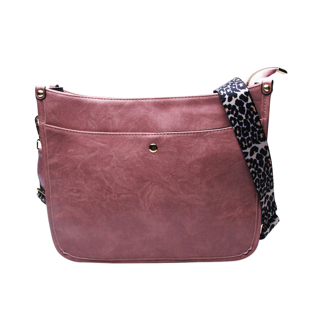 Button Leopard Messenger Bag-Zipper - KOC