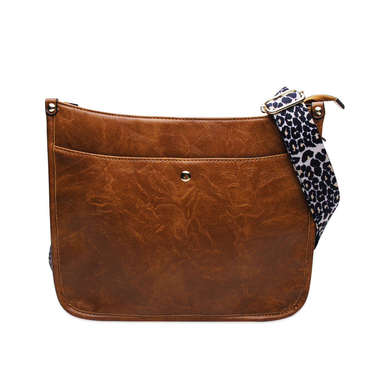 Button Leopard Messenger Bag-Zipper - KOC