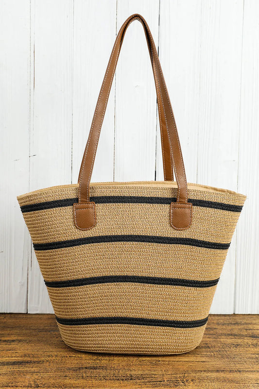 Straw Woven Striped Vacation One Shoulder Bag