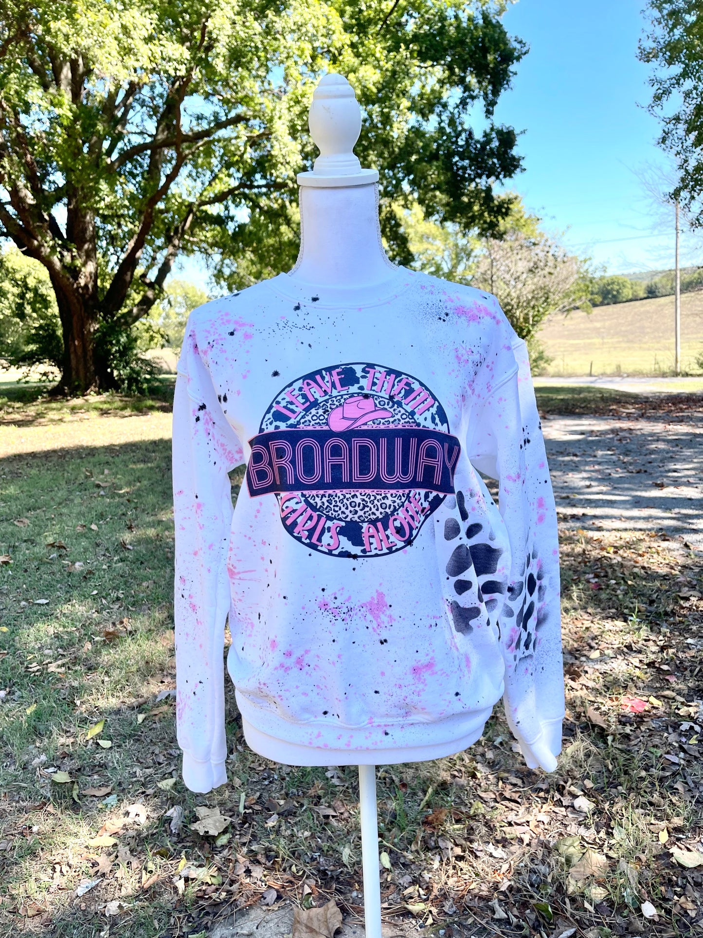 Broadway Girls cow stencil dyed