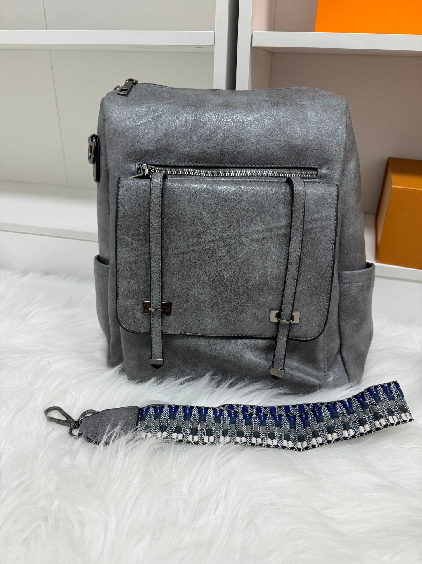 Embroidered Strap Attached  Backpack