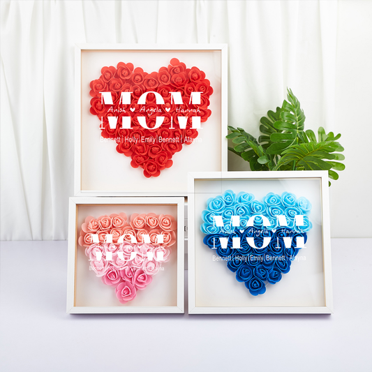 Mom We Love You - Personalized Flower Shadow Box