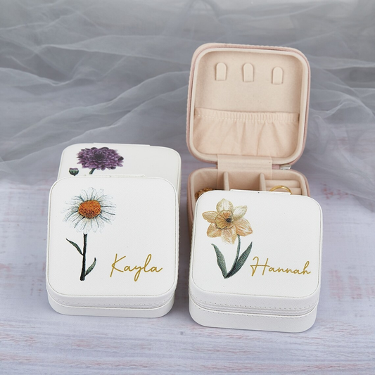 Personalized Travel Jewelry Box with Name