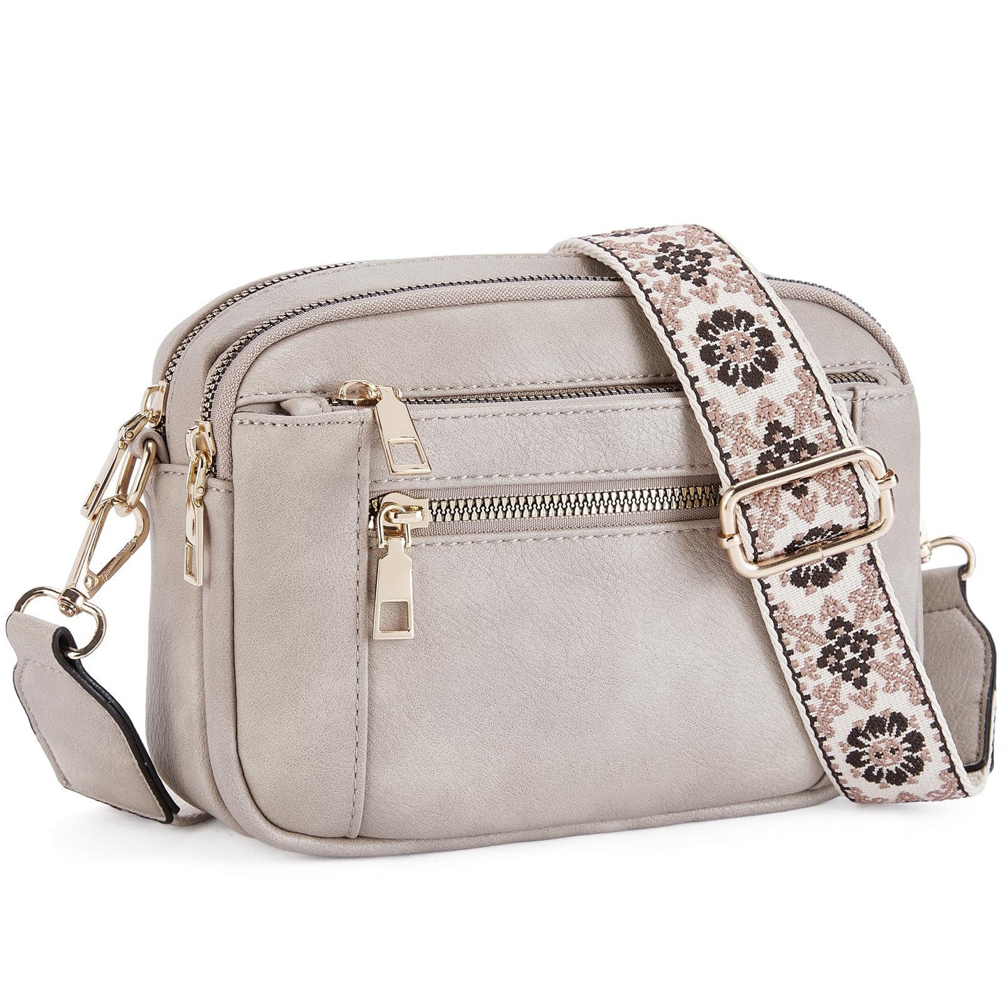 Colorblock Multi-Function Zipper Crossbody Bag