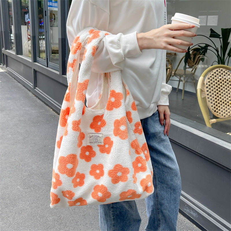 Fresh Floral Plush Tote Bag