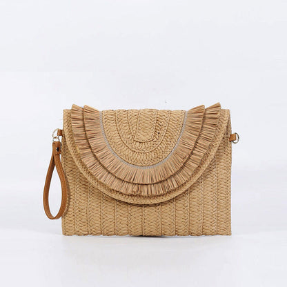 Woven Straw Crossbody Clutch