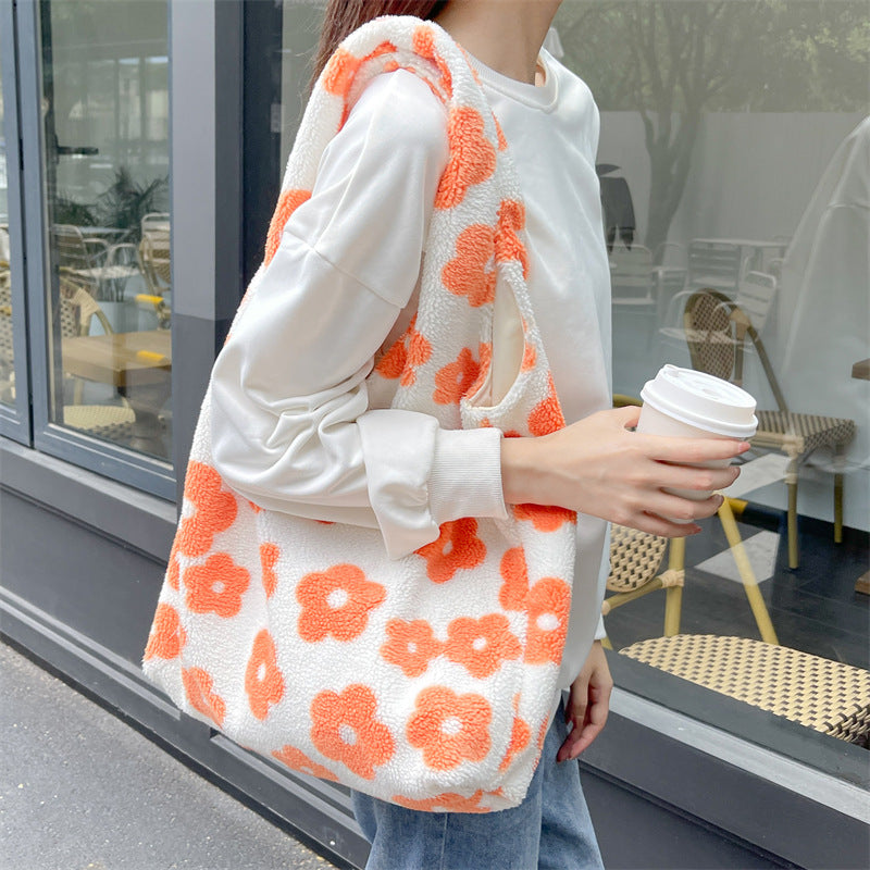 Fresh Floral Plush Tote Bag