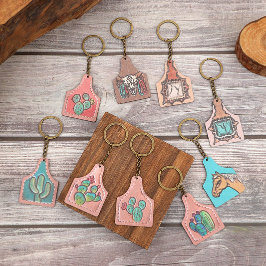 Western Farm Style Wooden Keychain