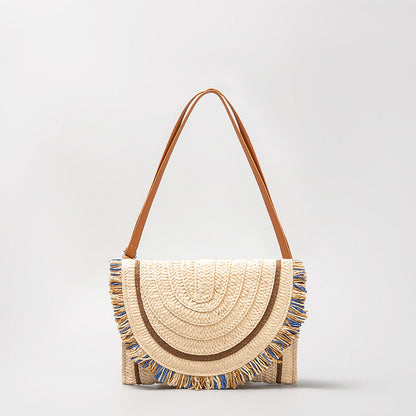 Woven Straw Crossbody Clutch