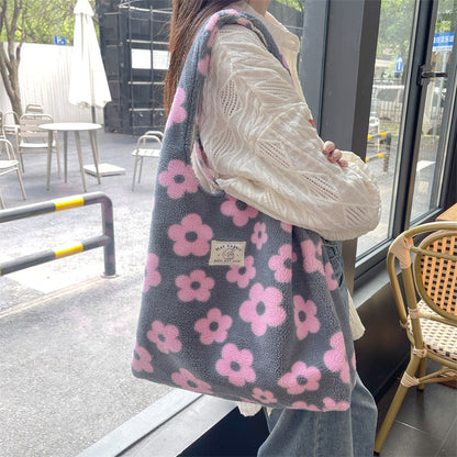 Fresh Floral Plush Tote Bag