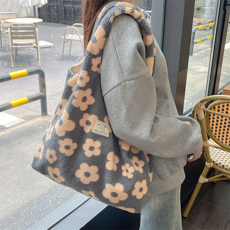 Fresh Floral Plush Tote Bag